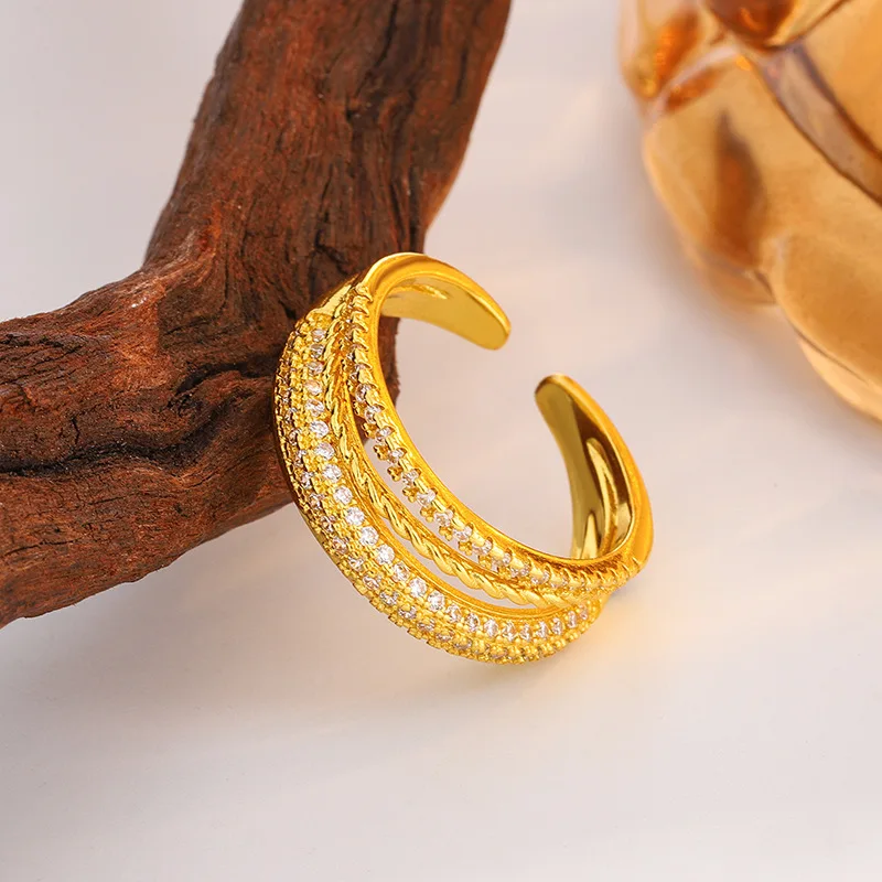Super Flash New Diamond-Encrusted Cross Ring Round High-Quality Double Hollow Silver Jewelry For Men And Women