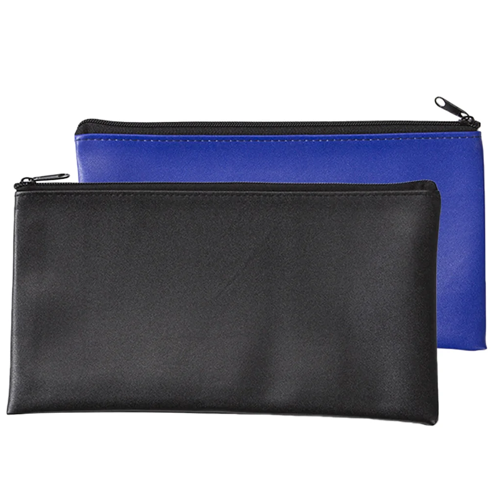 2 Pcs Tool Bags Heavy Duty Waterproof Deposit Storage Zipper File Pouch Slim for Men Documents