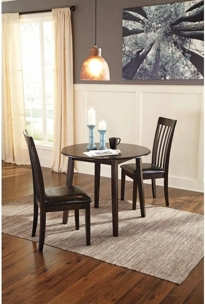 

Hammis Round Dining Room Drop Leaf Table, Dark Brown