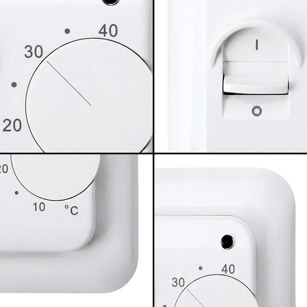 86x86 Mm Mechanical Temperature Controller Thermostat Floor Sensor 16A Floor Sensor Thermostat Control Switch White