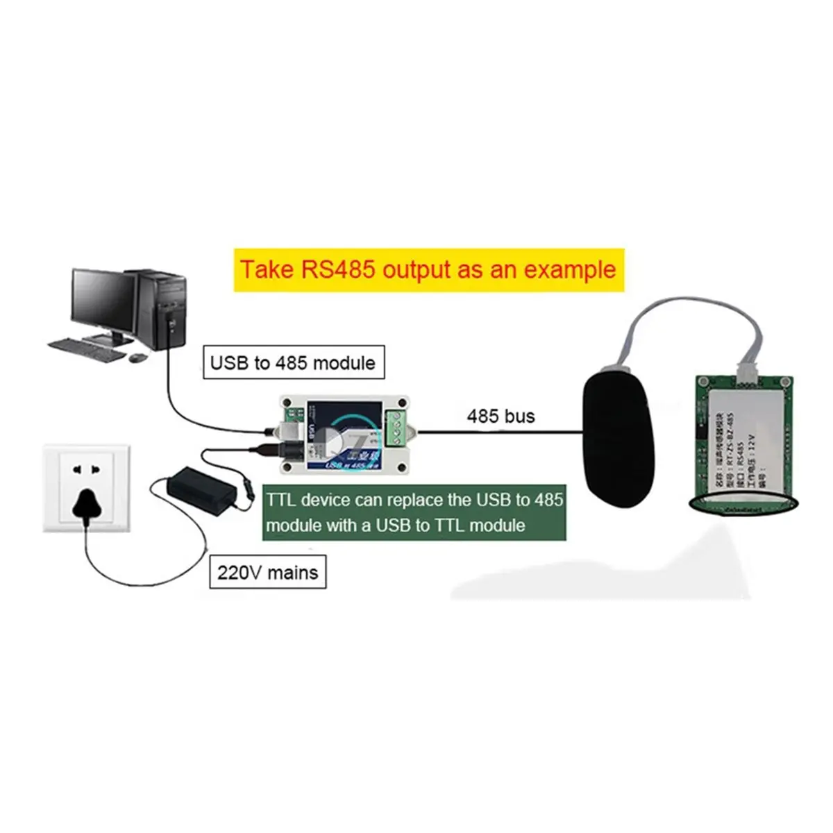 30db-120db Decibel Meter Detection Noise Generator Module Noise Sensor Tester RS485 Sound Sensor RS485-5V/12V RS485-12V