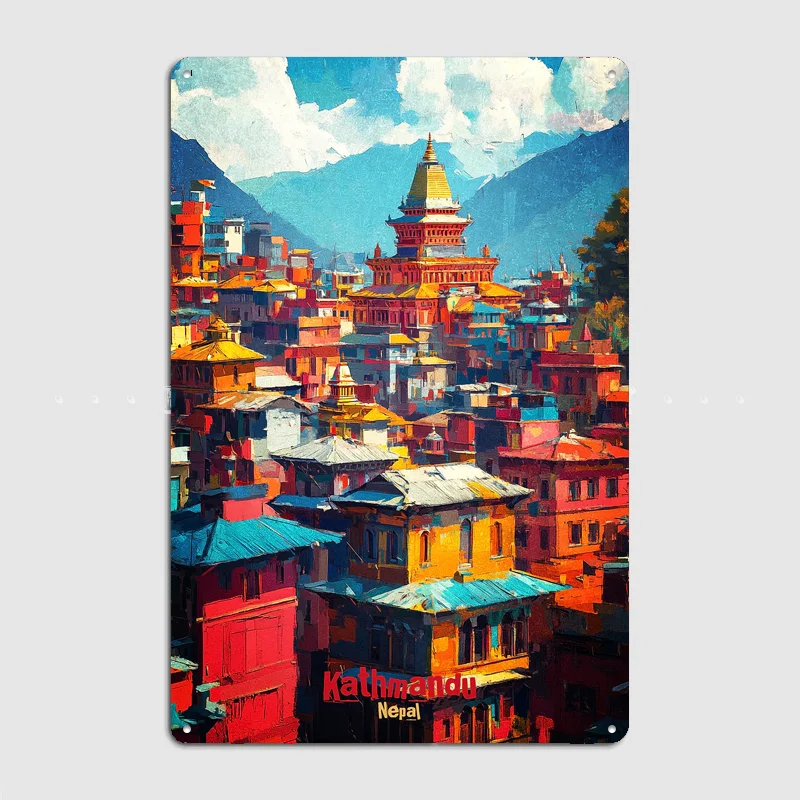 카트만두 예술 여행 풍경 명소 레트로 포스터 금속 간판 - Home Decor Kathmandu 리뷰 및 가격