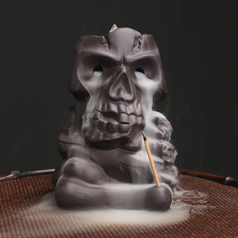 

1pc Ceramic Waterfall Incense Burner, Halloween Backflow Incense Burner,Halloween Home Decor,Creative Home Aromatherapy Gifts