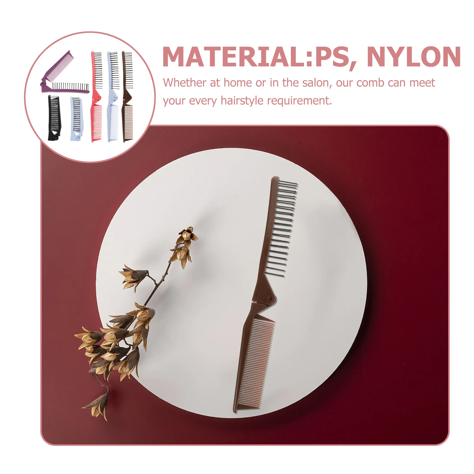 

5Pcs Hair Styling Combs Ergonomic Grip Barber Tool for Salon Home Use Promote Blood Circulation Detangling Flat Top Comb