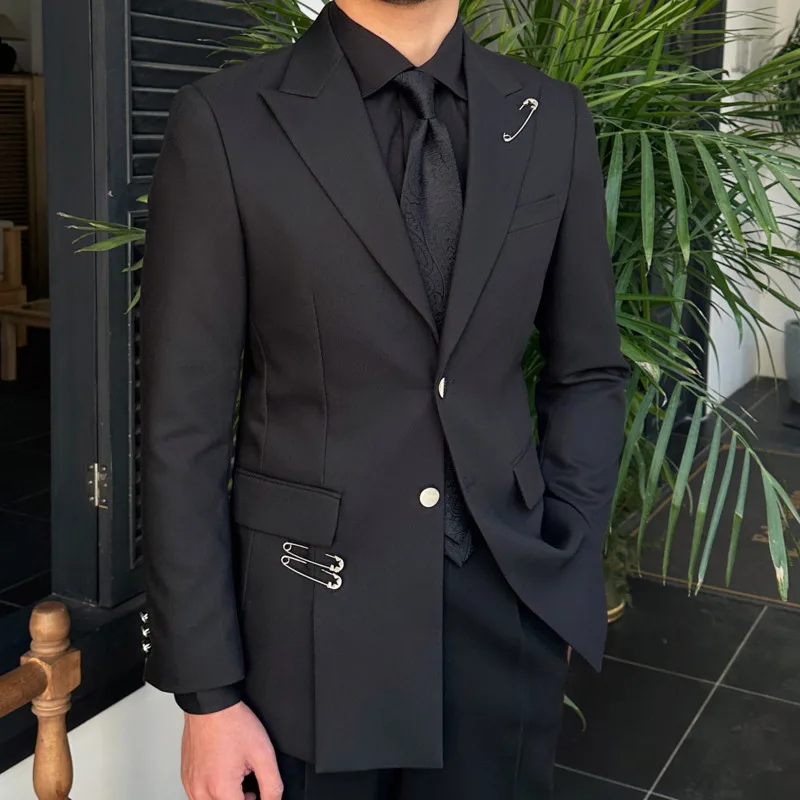 Top Quality Black Men Blazer Hombre Mariage Homme Personalized Party Dress Style Men Versatile Suit Coat Blazer Hombre Gentleman