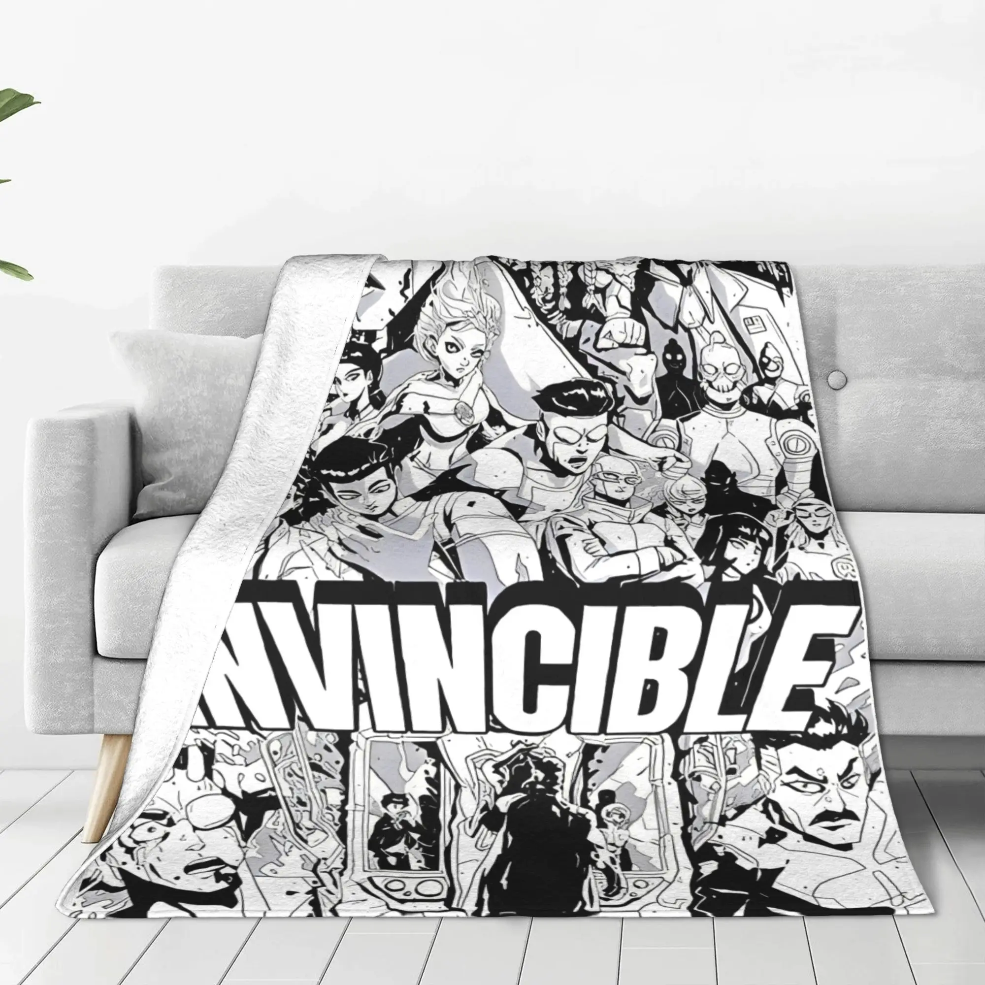 Invincible  Manga Page Style Blankets  Wool Funny Breathable Throw Blankets for Coverlet Spring Autumn