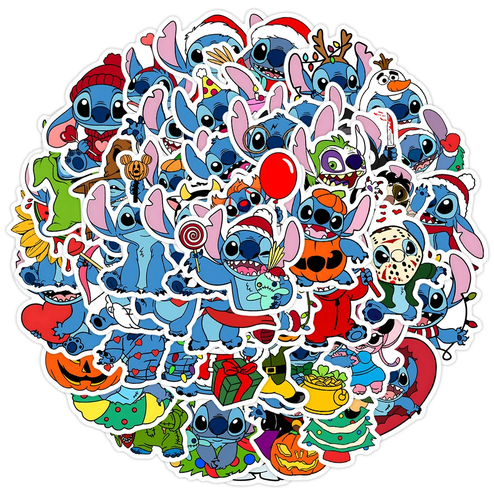 

10/50PCS New Disney Funny Style Cartoon Stitch Graffiti Sticker Kawaii Stitch Decal Notebook Phone Guitar Cup Fridge Kid Toys