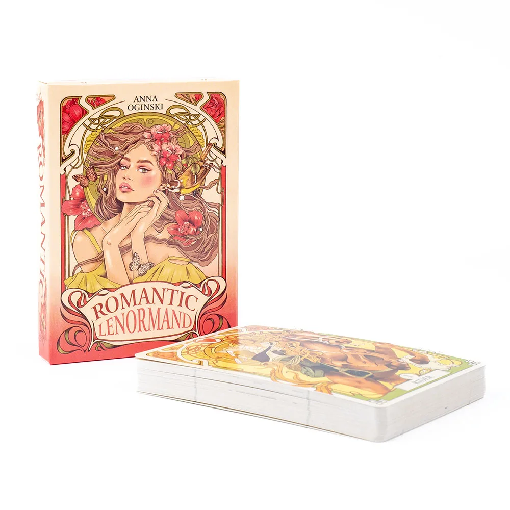 Romantische Lenormand-Orakelkarten, 37 Stück, Deck, 10,2 x 7,2 cm, englische Sicht, Art Nouveau, Blumenmotive für Party-Brettspiele – Detail 3