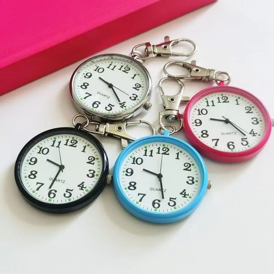 4/5 pcs Electronic Pocket Watch LED Keychain Nurse Pocket Watch Digital Watch for Student Backpacks Keys Pendant Timepiece