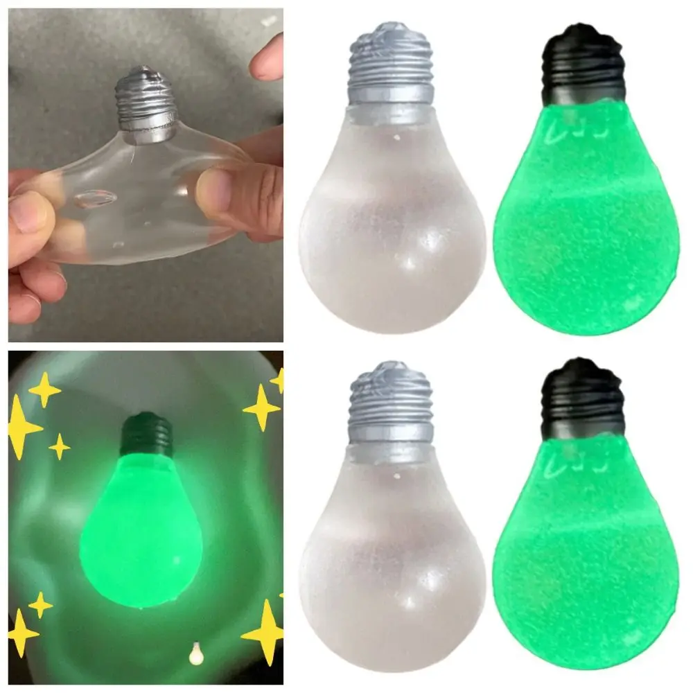 4Pcs Slow Rebound Light Bulb Squeeze Toys Luminous Balls Glow in Dark Squeezing Stress Relieving Toy Cartoon 3D Pinch Toy