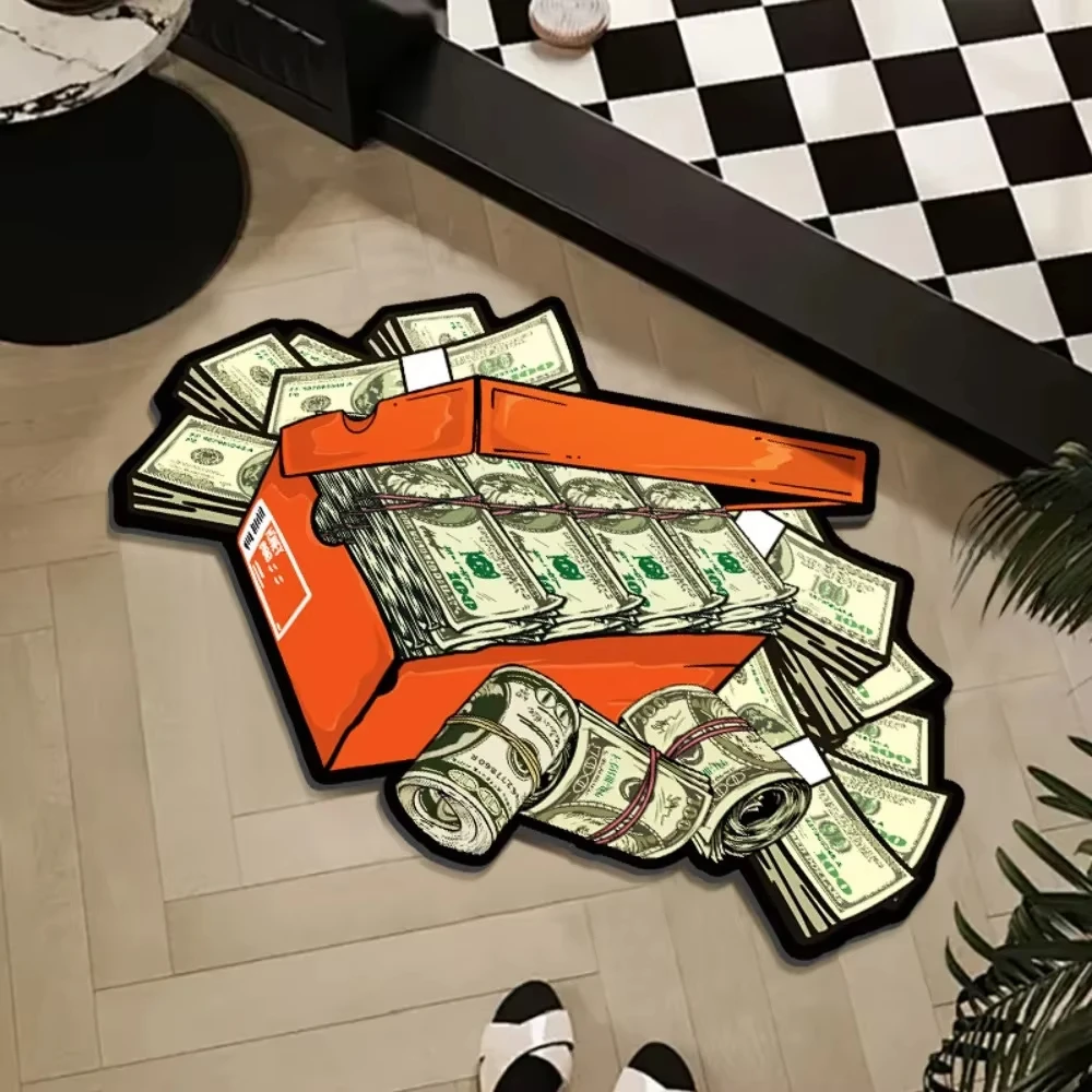 Money Box Rug Flannel Rug Digital Printing Technology Simple Housewarming Gift Handmade Non-Slip Decorative Carpet