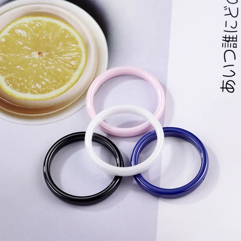 3 مللي متر عرض 6/7/8/9/10 منحني السلس خاتم من السيراميك أسود أزرق وردي أبيض اللون الرجال النساء فنجر المجوهرات بالجملة قطرة الشحن #6