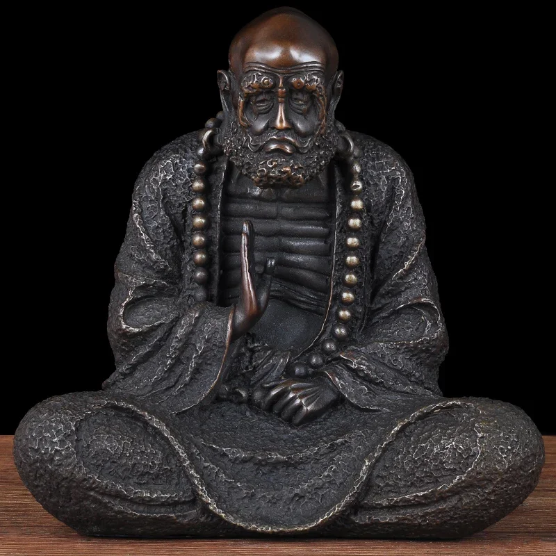 Figurines All Copper Bodhi Dharma Piece Dharma Bronze Home Buddhist Hall Temple Buddha Worship Living Room Porch Decoration