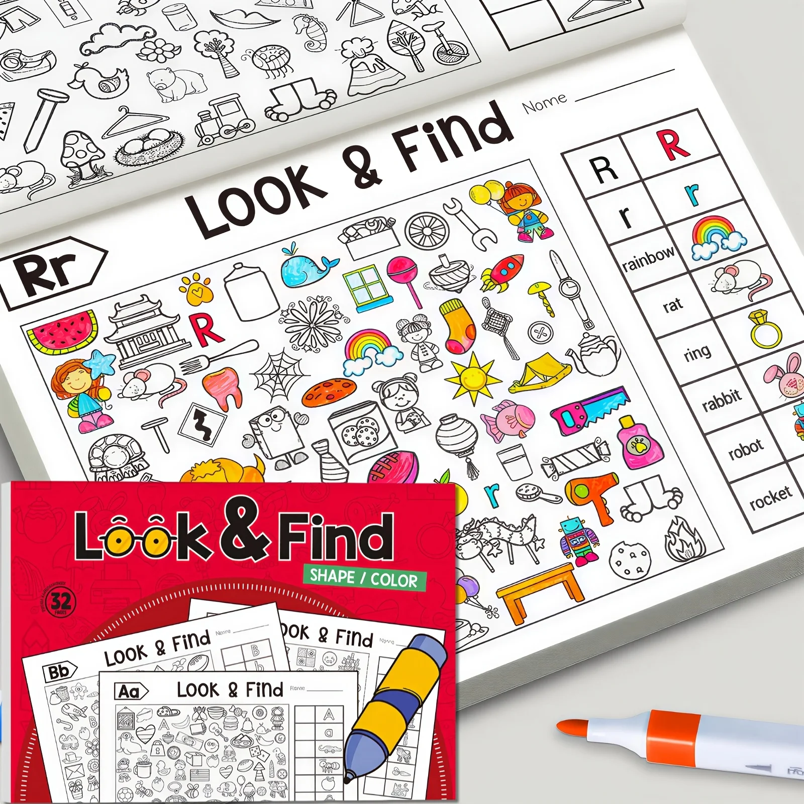 

Interactive Hidden Object Books, Children's "Find and Color" Coloring Books, Coloring Books That Enhance Concentration and Color Awareness, Art and Painting Supplies, Concentration Training and Educational Entertainment, Find and Color.