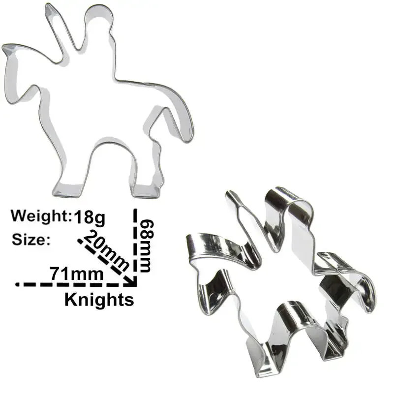 2 pcs Knights warrior Stainless steel Cookie cutter biscuit embossing machine Pastry candy baking molds Cake decorating Tools