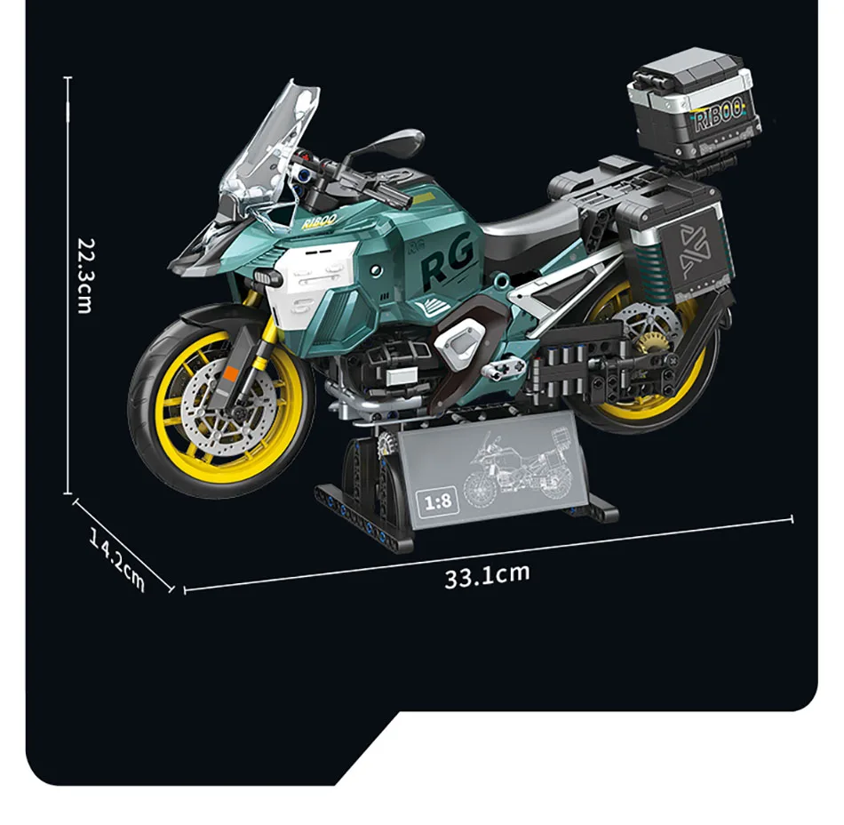 Technisches 831-teiliges 1/8 Maßstab R1300 Touring Motorrad Modellbausatz MOC City GS Motorrad Spielzeug Geschenke für Jungen – Detail 13