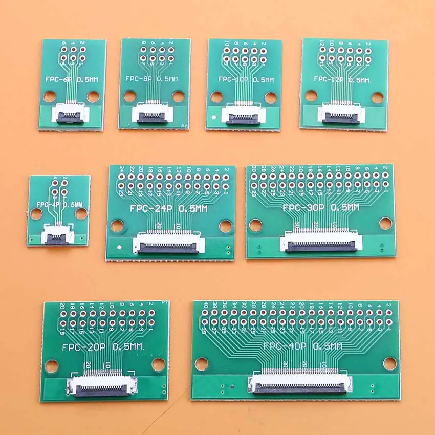 4 6 8 10 12 20 24 30 40 Pin 0.5/1.0MM to 2.54MM Soldered Connector FPC FFC Adapter Board 6/12/20cm 0.5mm Pitch Ribbon Flex Cable