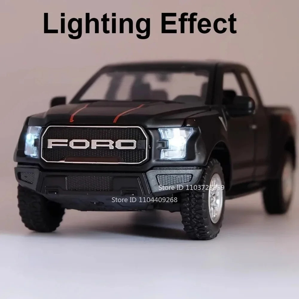 1:32 Pickup F150 Mammoth Model Toys Metal Diecast Off-road Vehicles Sound Light Doors Opened Pull Back for Boys Educational Toys