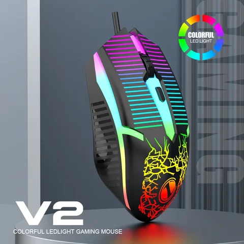 V2 Wired RGB LED 4-Button Mouse Computer Gaming Mouse