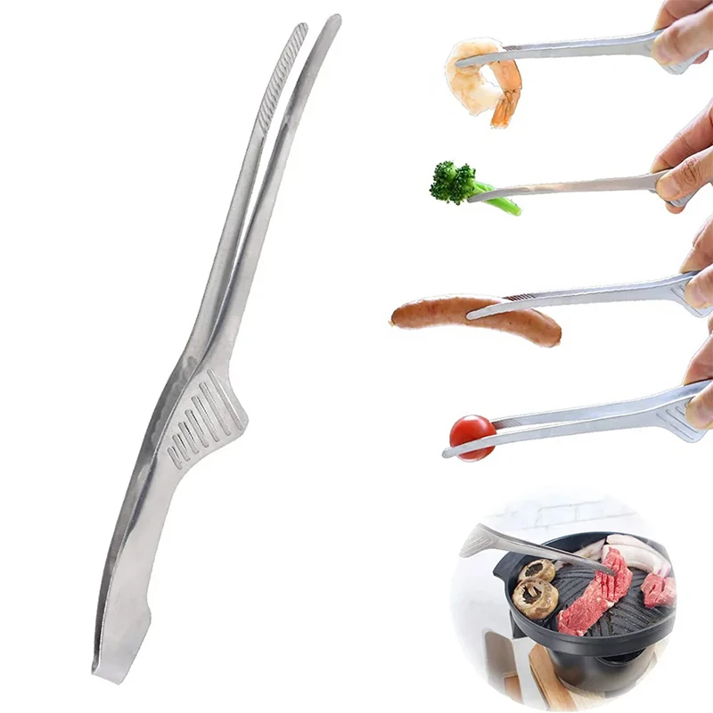 BBQ Stainless Steel Food Tongs Barbecue Clip Kitchen Food Meat Clip Non-slip Non-Stick Steak Clamp Cooking Tool For Grill Baking