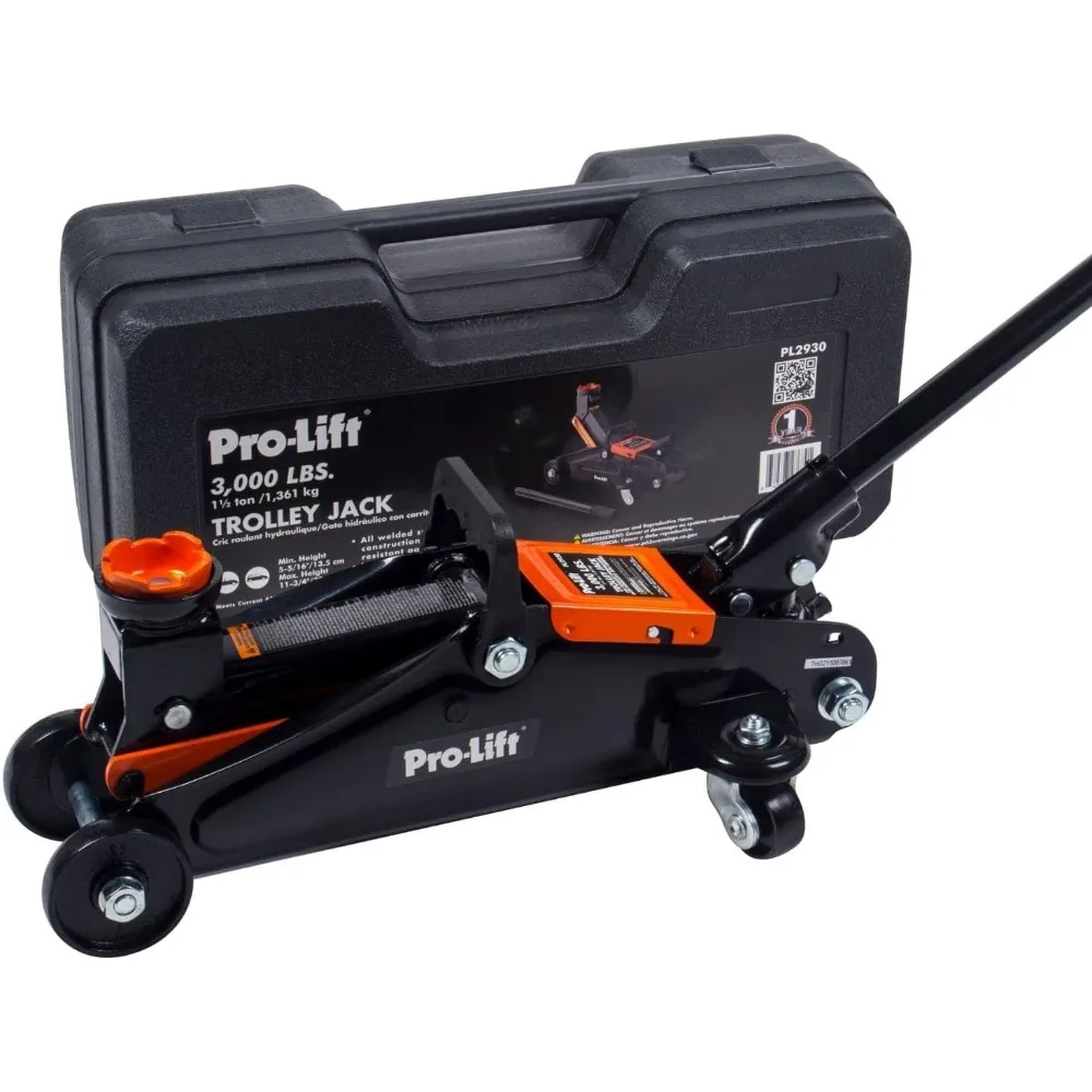 

Hydraulic Trolley Jack for Cars with 3000 lbs Capacity and Molded Storage Box - Orange