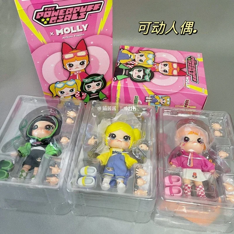 POPMART حقيقية مولي Powerpuff الفتيات سلسلة صندوق أعمى huahua الحركة الشكل الدمى العصرية لعبة مفاجأة هدية