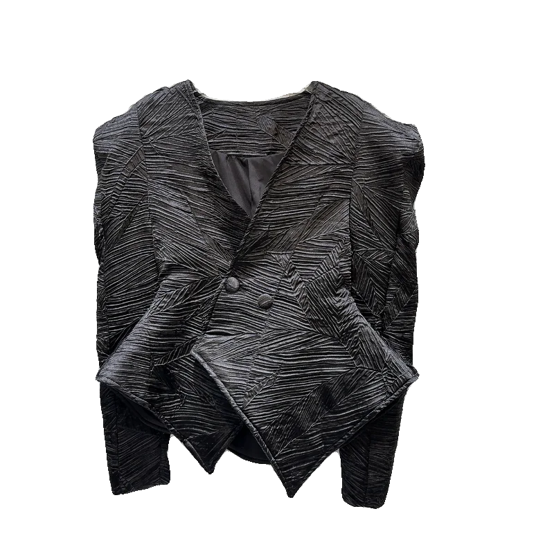 

ort Bubble Sve Jaet Women's Faion Texture Fabric Waist Cinched Skirt Sle Autumn New Arrival Fraance Sle Coat