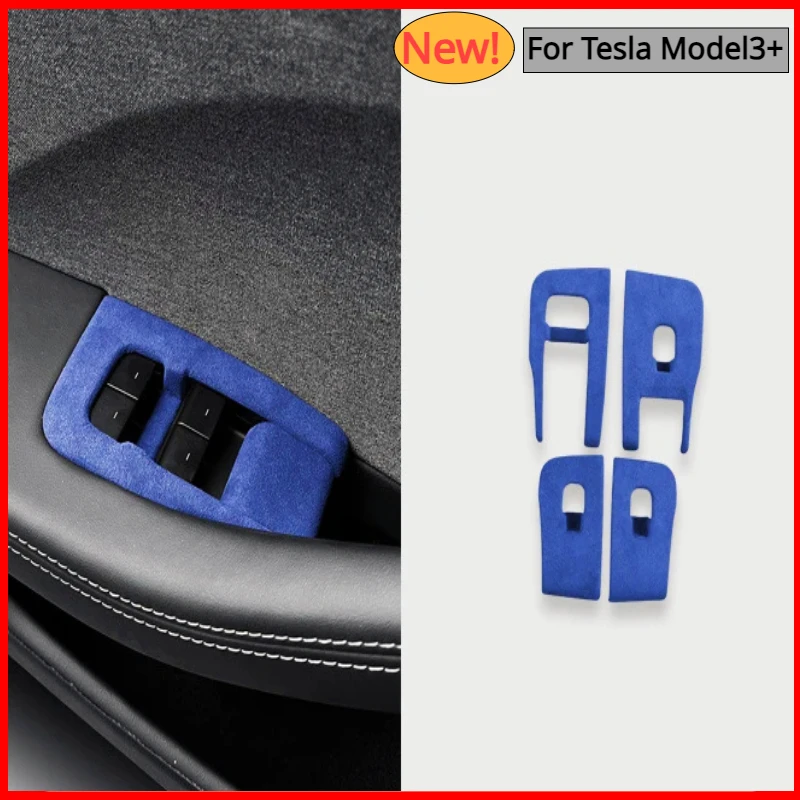 

Window Lifting Button Panel for Tesla Model 3+ Alcantara Suede Trim Frame Sticker 2024 New Model3 Highland Interior Accessories