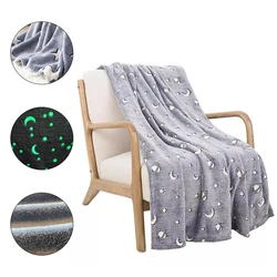 Luminous Warm Flannel Blankets Night Fluorescent Geometric Print Sheet Sofa Throw Bedspread Children's Siesta Leisure Coverings
