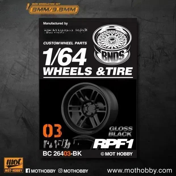 BNDS 1:64 New Wheel Rims with Tires Multiple Options Available in Glossy Black BC264BK Modifying and Assembling Model Accessorie