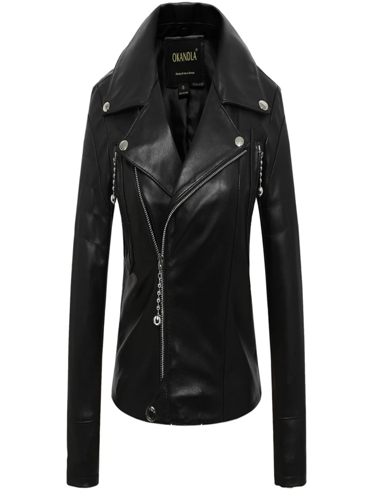 

YR!Free shipping.Wholesales.Black women genuine leather jacket.street sheepskin coat.short soft jacket,cool