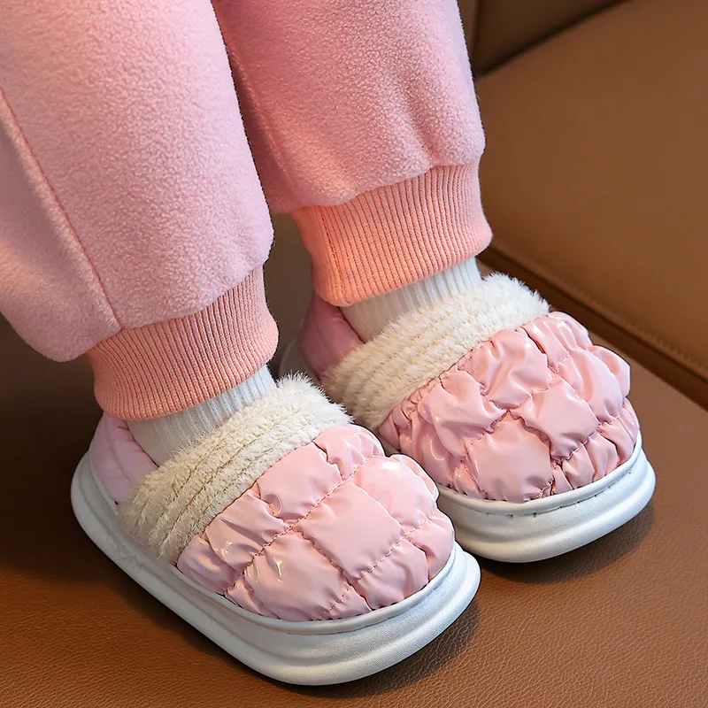 

Miqieer Children Home Shoes Cashmere Cotton Slippers Baby Boy Warm Shoes Girls Slippers Indoor Cartoon Cotton-padded Shoes