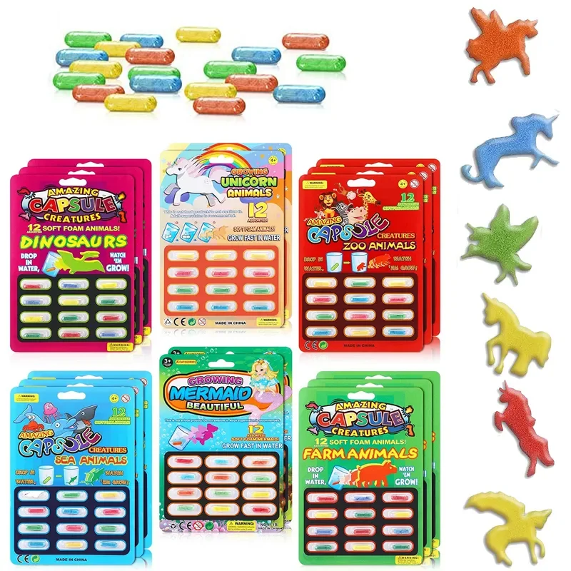 5Pcs creativo spugna magica capsula giocattoli fai da te dinosauro mare forma animale bambini bagno nuoto Puzzle giocattoli regali di natale di compleanno