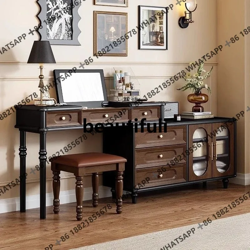 

RR American solid wood bed tail chest dresser integrated with a second-hand small apartment bedroom storage cabinet retro