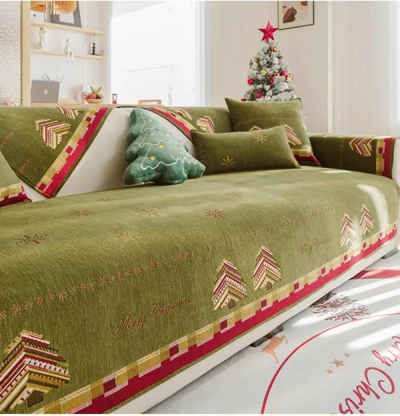 Weicher Chenille-Sofabezug für Weihnachten, verhindert Verrutschen, Ganzjahres-Sitzkissenbezug, Winter-Universal-Sofabezug, Heimdekoration – Detail 11
