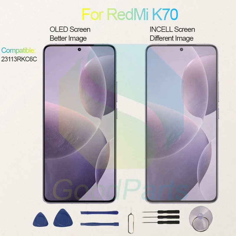 Test Before Ship For RedMi K70 Display Touch Screen Digitizer Panel Assembly Lcd Screen 23113RKC6C K70 Screen Display