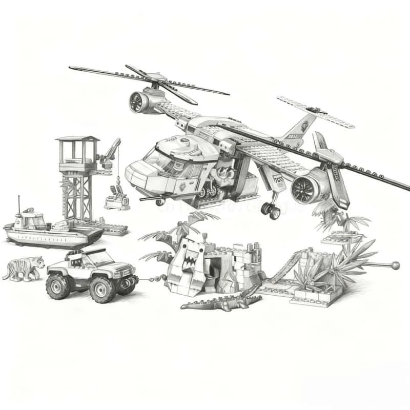 

2025 Jungle Airdrop Helicopter Building Block Model Assembly Technology Building Block Series Toys Children's Christmas Gifts