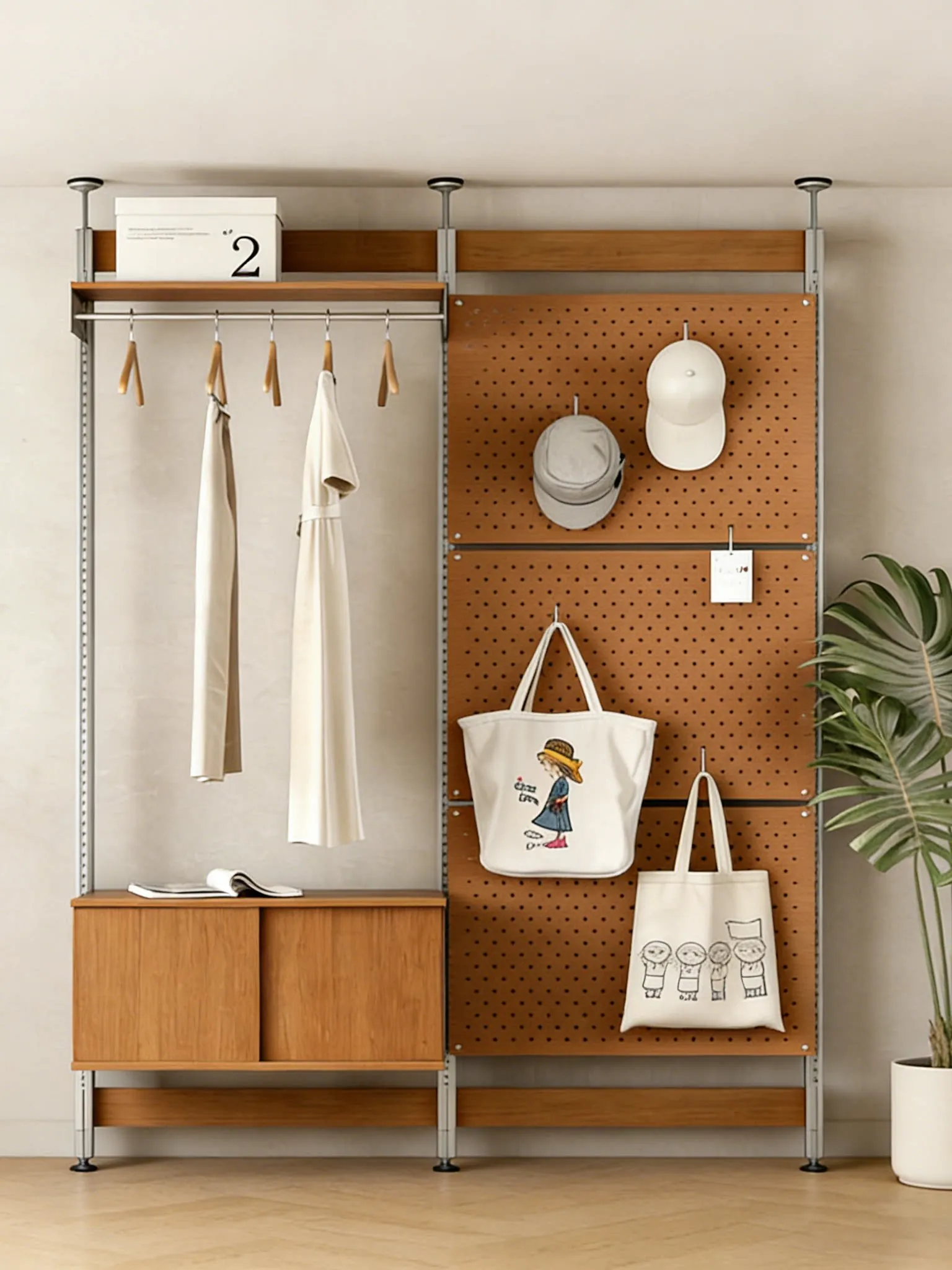 Sturdy Punch-Free Medieval Style Pegboard Custom Shelves, Freely Combinable Household Multi-Layer Storage Organizer