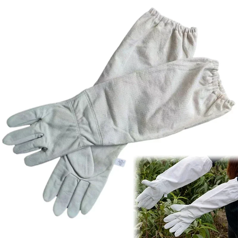 Beekeeping Gloves Anti-bee Anti-sting Breathable Protective Long Canvas Sleeve for Beekeeper Canvas Gloves Beekeeping Tools