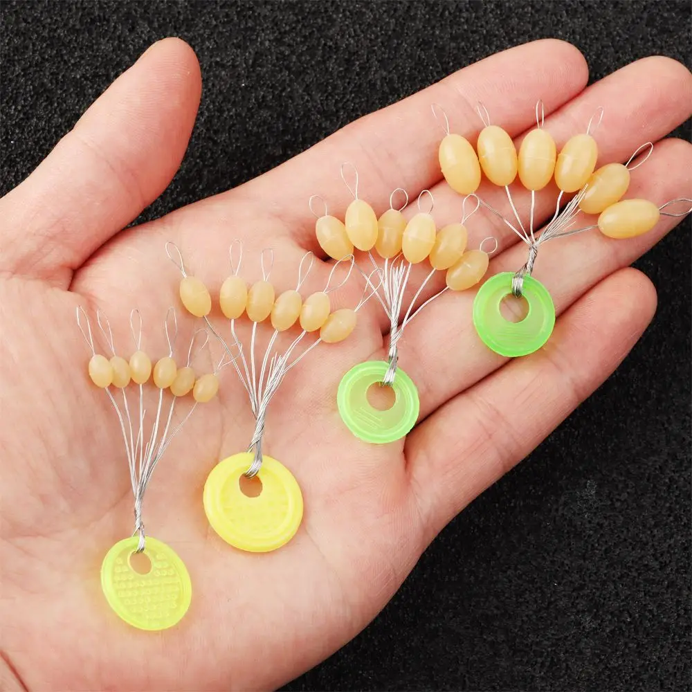 60pcs(10 Groups) Vislijn 6-20# Carp Line Stopper Luminous Space Beans Fishing Accessories Rubber Float