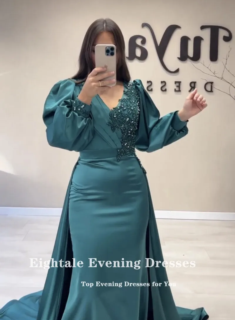 Eightale-Vestidos de Noche árabes para fiesta de boda, un hombro, satén con cuentas, Rosa caliente, Formal, sirena, vestidos de graduación de celebridades