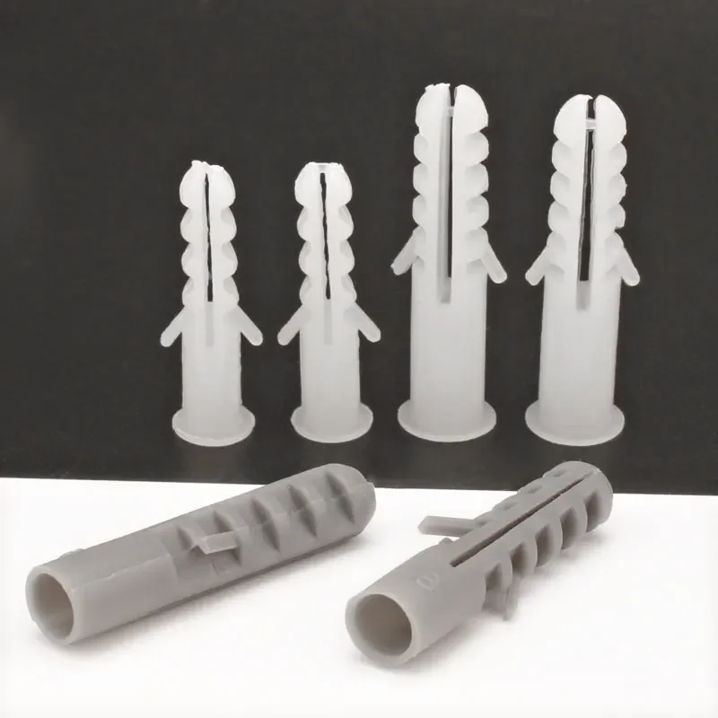 M4-M8plastic expansion pipe climbing wall tiger-shaped expansion wall plug bolt plastic glue  color white gray dowel