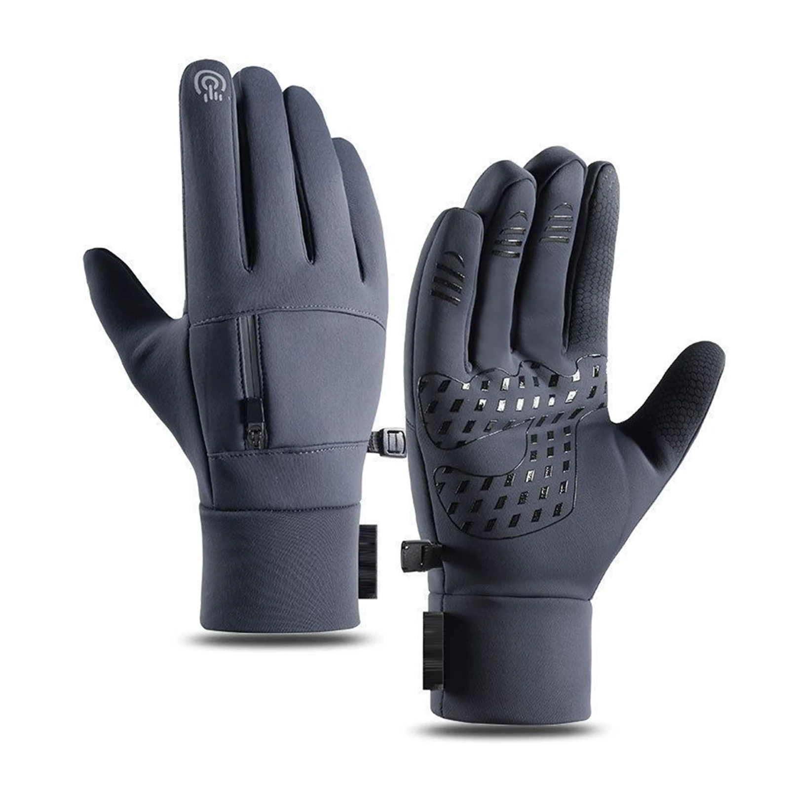 Men's Touch Screen Ski Gloves With Pocket Breathable Waterproof Soft Gloves For Hiking Fishing