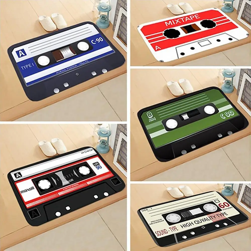 Non-slip Rectangle Mat Floor Decor Door Carpet Vintage Cassette Tape Entrance Floor Decor