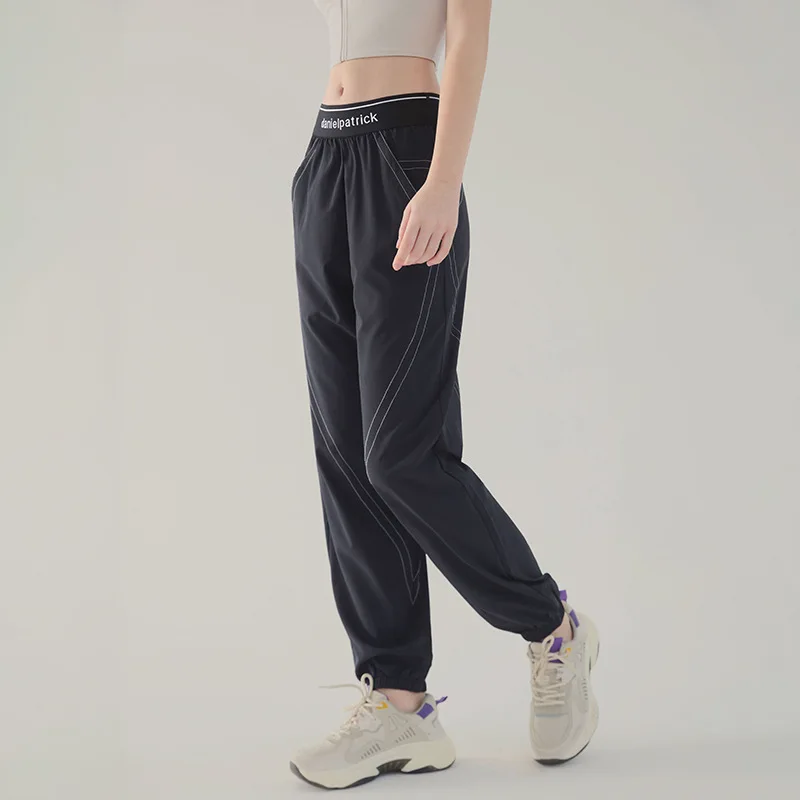 BOWEYLUN Spring and Autumn Thin Casual Sports Pants Women Loose High-waisted Running Quick-drying Drawstring Trouser Female