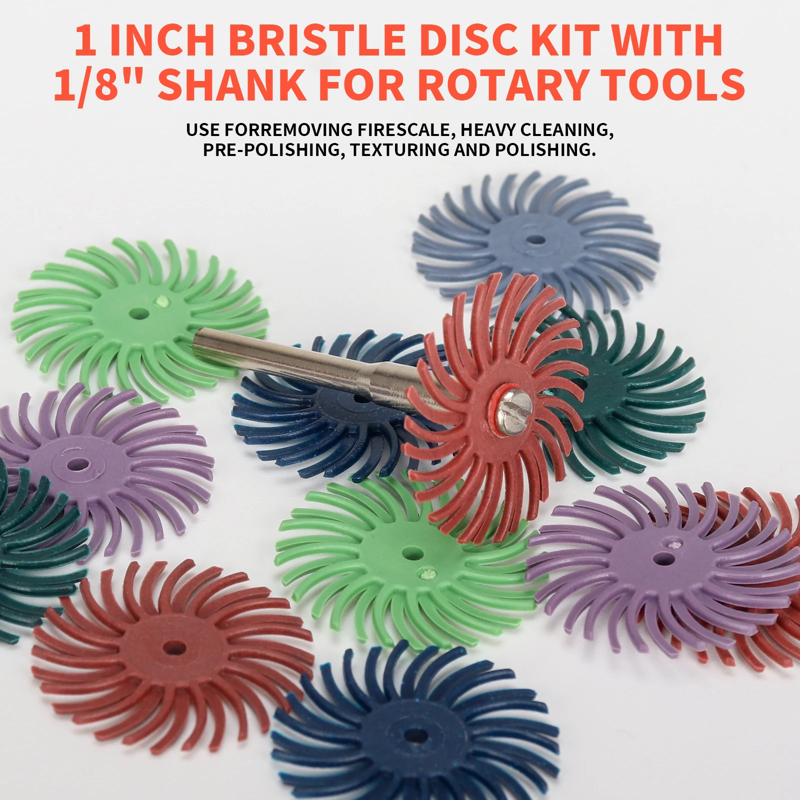 21 個 1 インチラジアル毛ディスクキット研磨ブラシ 3 2.35 ミリメートルシャンクディテール研磨ホイールロータリーツールアクセサリー用