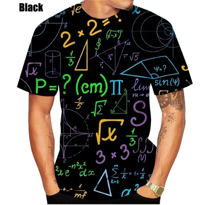 New Fashion Creative Design Mathematical Mathematics Formula Tshirt 3d Printing Men Plus Size Casual Short Sleeve Universal Tees