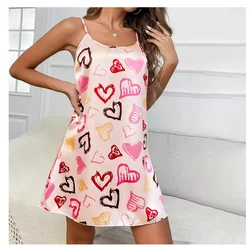 Ladies Sexy Sling Nightgown Nightdress Women's Sexy Lingerie Silk Satin Sleepwear Floral Pinting Nightwear Homewear Mini Dress