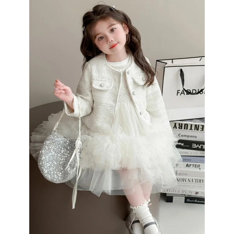 

Girls Dress Suit Spring and Autumn Clothes2025New Children's Princess Dress Girl Socialite Style Puff Dress