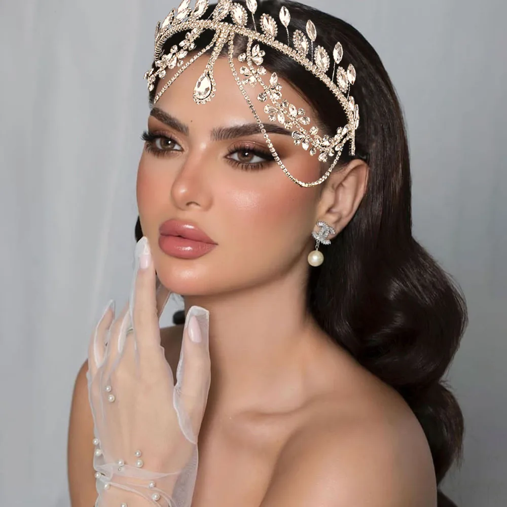 

DZ231 New Korean Luxury Crystal Bridal Crown Silver Wedding Hair Jewelry Rhinestone Hair Accessories Bridesmaid Party Tiara